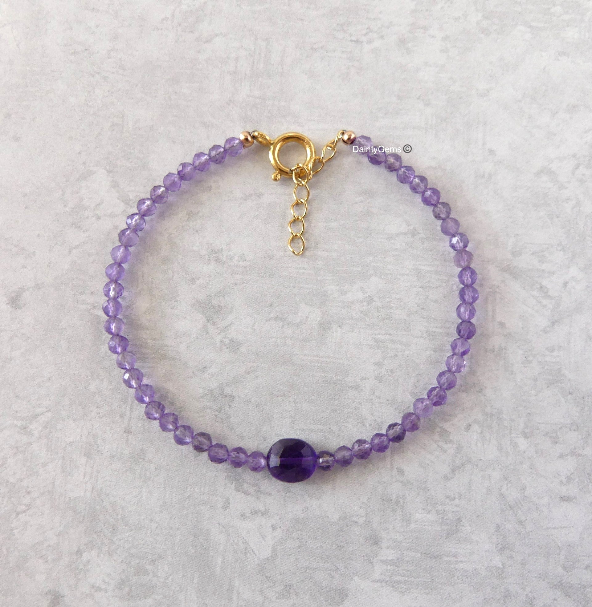 dainty amethyst bracelet February birthstone meaningful jewelry gift