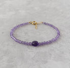 dainty amethyst beaded bracelet February birthstone meaningful gift