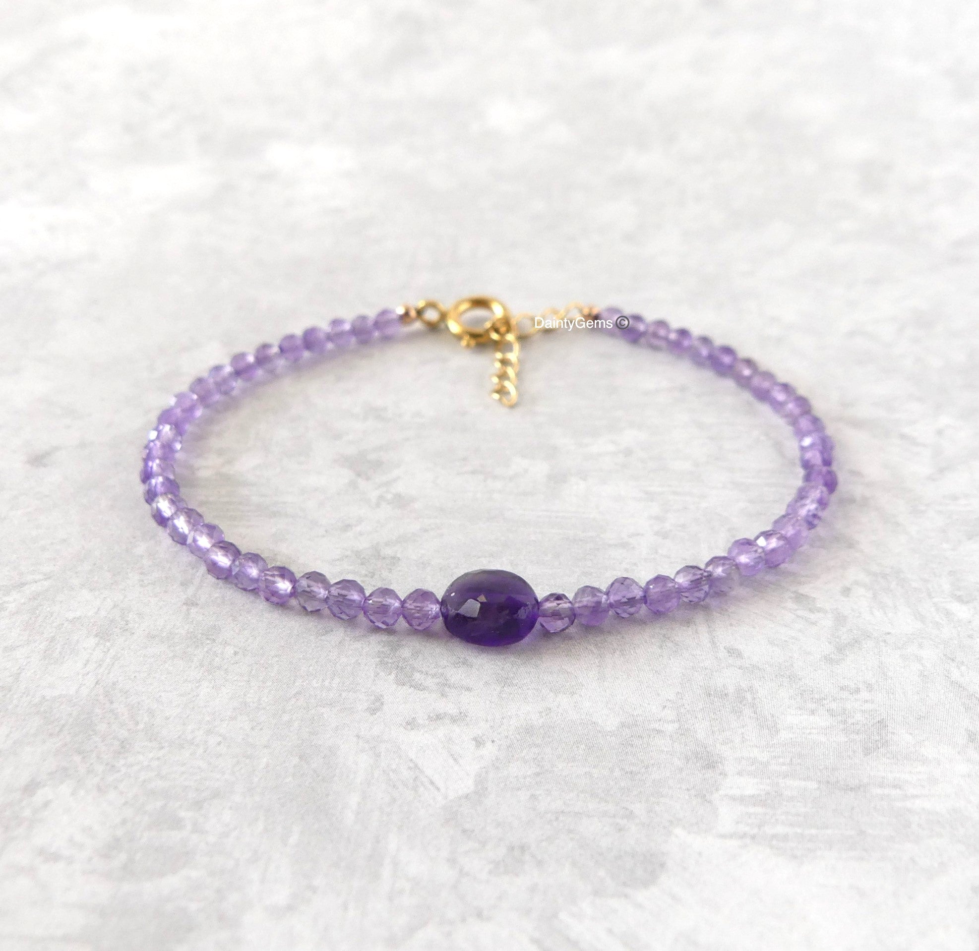 dainty amethyst bracelet February birthstone meaningful jewelry gift