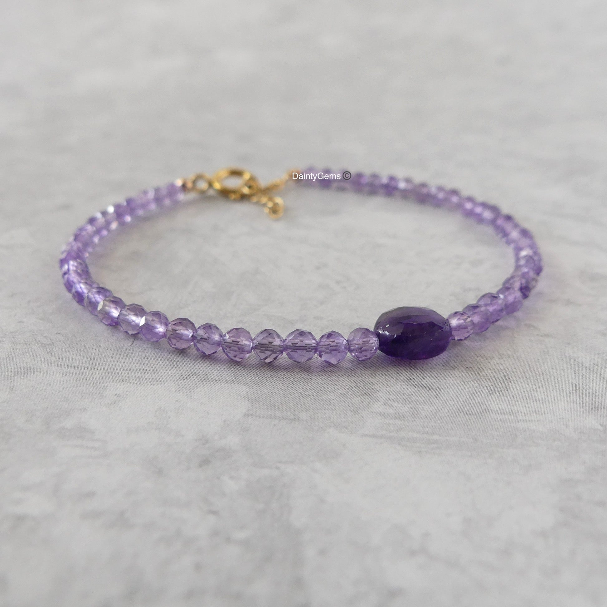 dainty amethyst beaded bracelet February birthstone meaningful gift