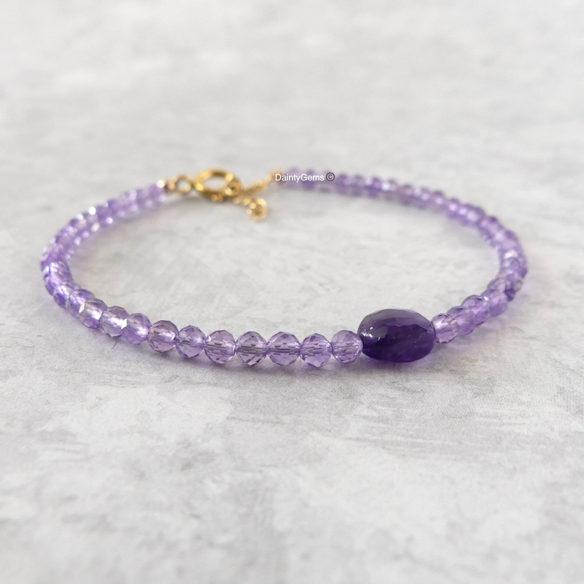 dainty amethyst bracelet February birthstone meaningful jewelry gift