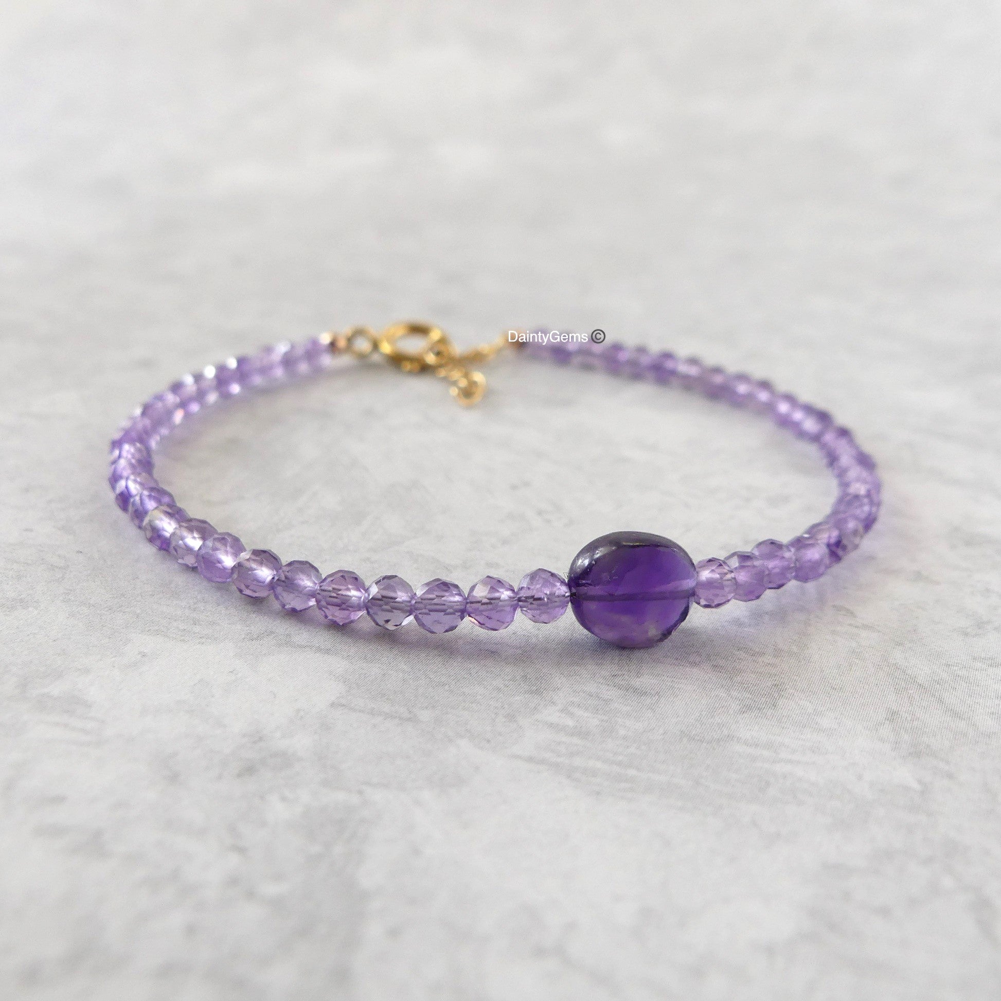 dainty amethyst bracelet February birthstone meaningful jewelry gift