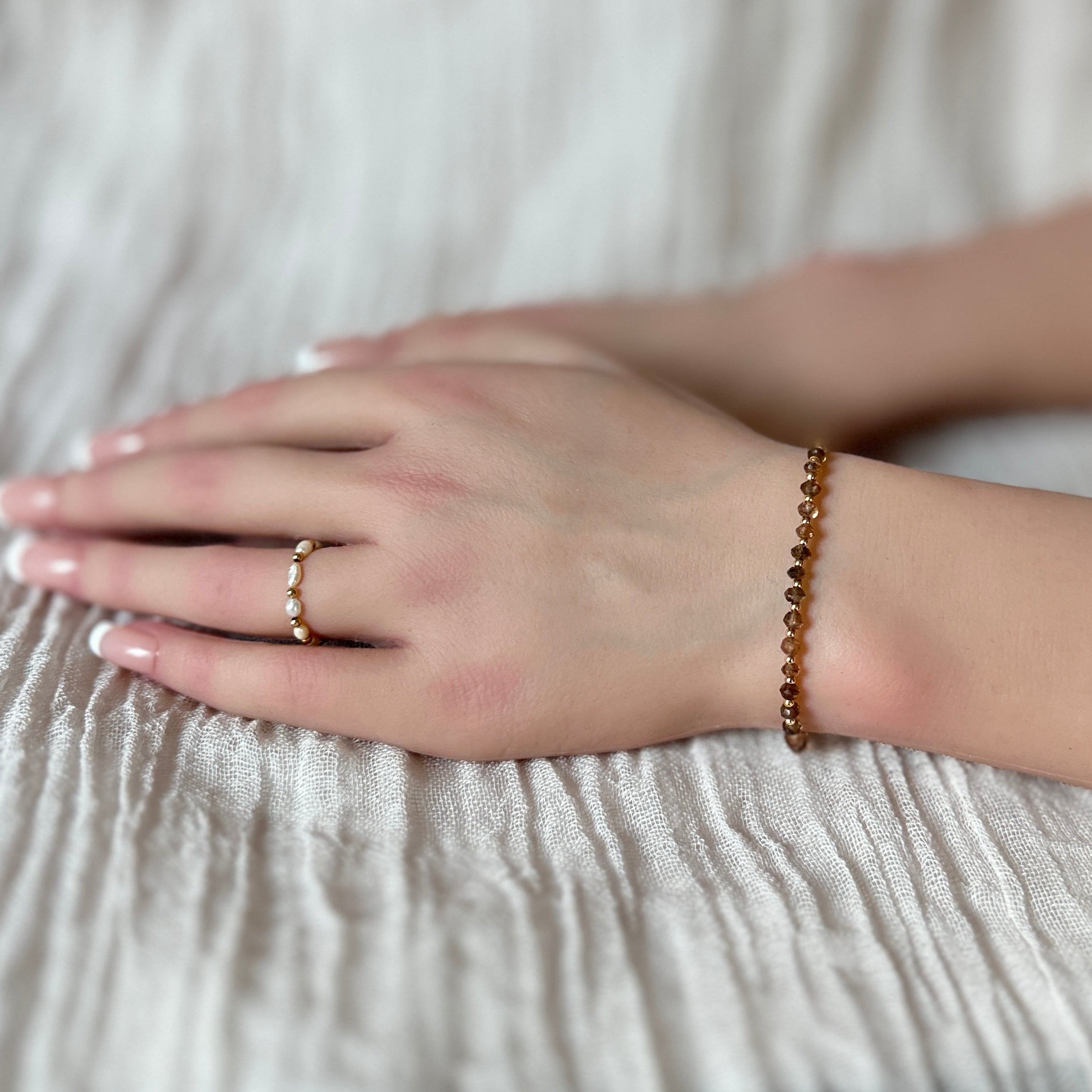 delicate andalusite beaded bracelet