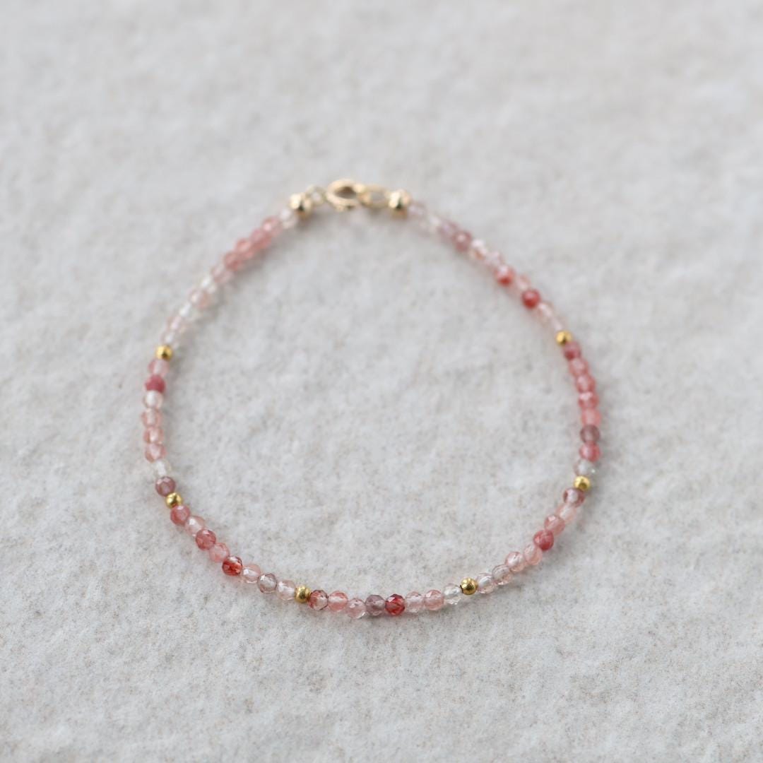 Tiny Andesine Bracelet Dainty Gemstone Beaded Bracelet Crystal Minimalist Jewelry Stacking Healing Birthday Gift for Bridesmaid Wife Host