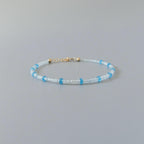 Dainty Aquamarine Bracelet Peacock Apatite Delicate Gemstone Beaded Bracelet Gold Filled Minimalist Jewelry March Birthstone Bridesmaid Gift