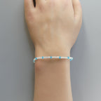 Dainty Aquamarine Bracelet Peacock Apatite Delicate Gemstone Beaded Bracelet Gold Filled Minimalist Jewelry March Birthstone Bridesmaid Gift