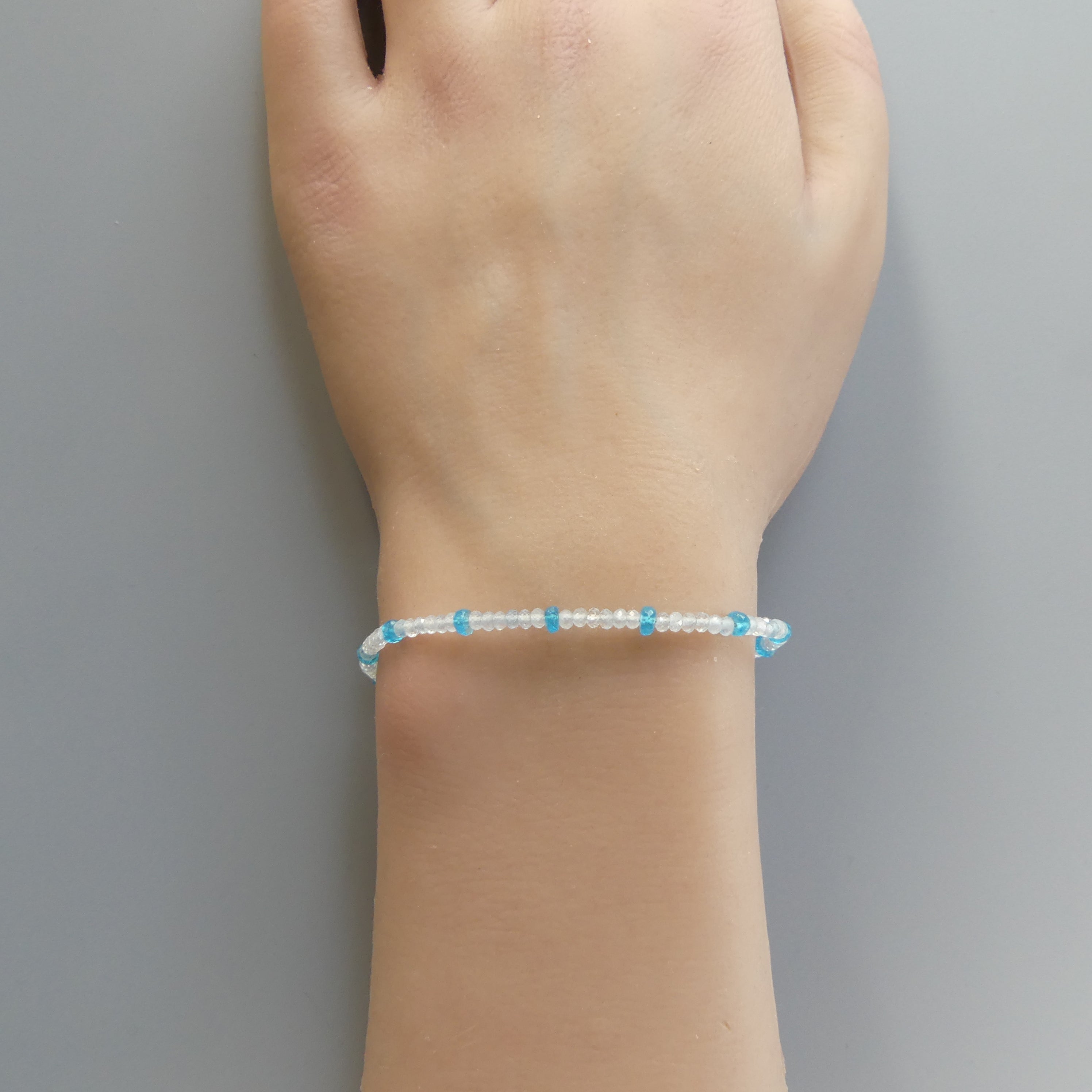 Dainty Aquamarine Bracelet Peacock Apatite Delicate Gemstone Beaded Bracelet Gold Filled Minimalist Jewelry March Birthstone Bridesmaid Gift