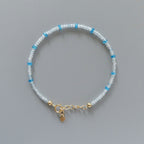 Dainty Aquamarine Bracelet Peacock Apatite Delicate Gemstone Beaded Bracelet Gold Filled Minimalist Jewelry March Birthstone Bridesmaid Gift