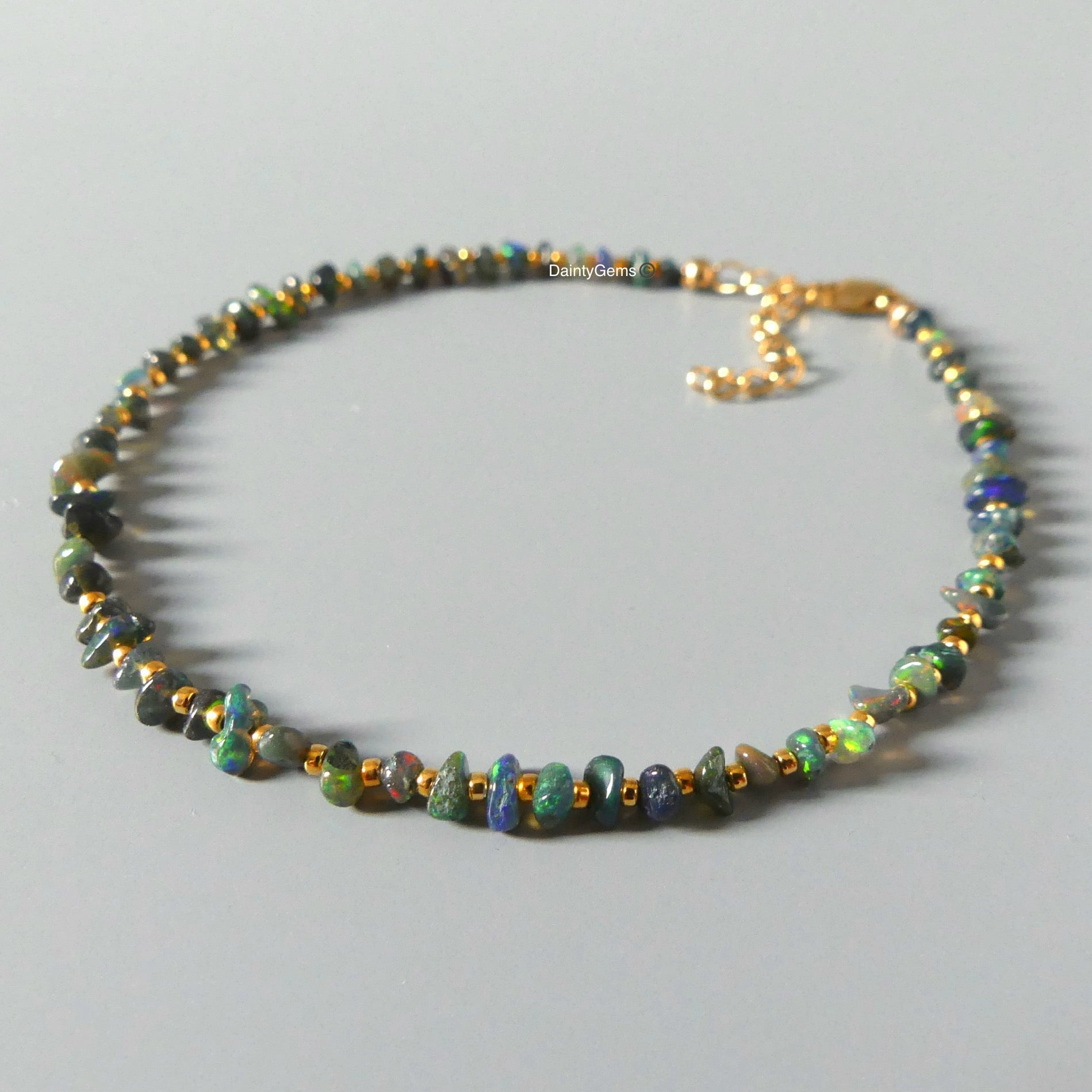 black opal Ethiopian delicate beaded bracelet