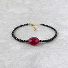 ruby and black spinel bracelet whimsy goth jewelry gift boho