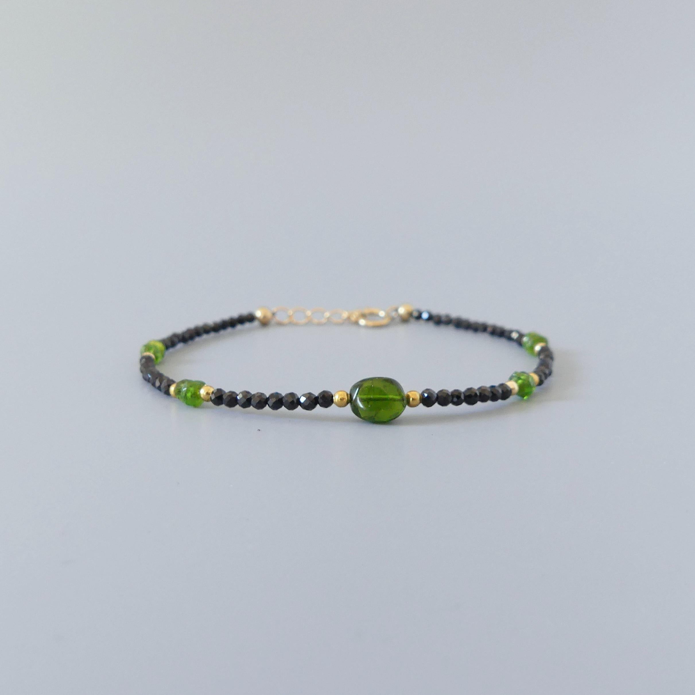 Tiny Black Tourmaline Bracelet Dainty Gemstone Beaded Bracelet Minimalist Black Crystal Jewelry October Birthstone Birthday Gift Mom Wife