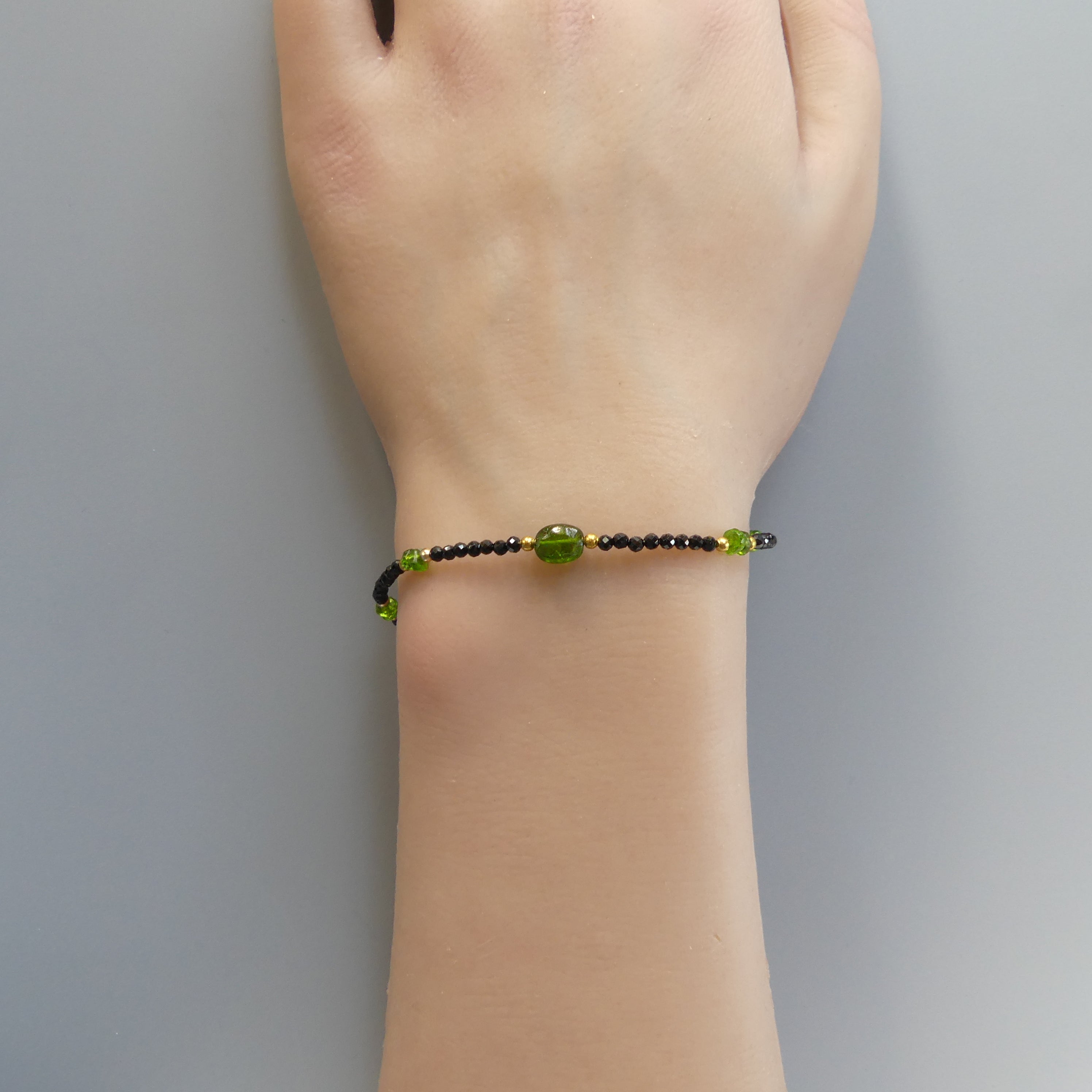 Tiny Black Tourmaline Bracelet Dainty Gemstone Beaded Bracelet Minimalist Black Crystal Jewelry October Birthstone Birthday Gift Mom Wife