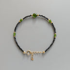 Tiny Black Tourmaline Bracelet Dainty Gemstone Beaded Bracelet Minimalist Black Crystal Jewelry October Birthstone Birthday Gift Mom Wife