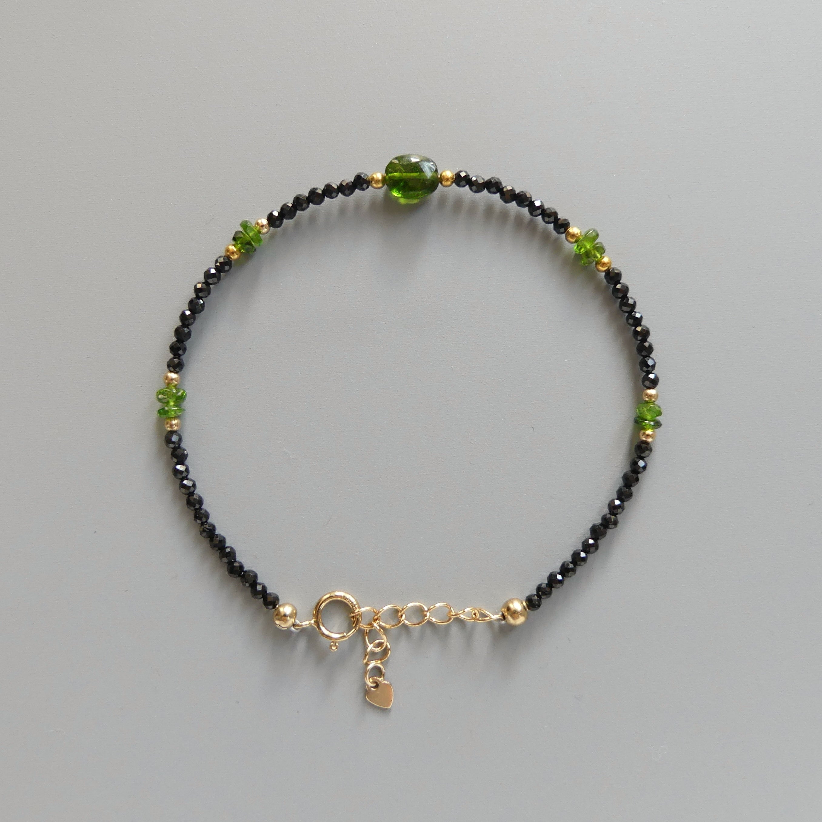 Tiny Black Tourmaline Bracelet Dainty Gemstone Beaded Bracelet Minimalist Black Crystal Jewelry October Birthstone Birthday Gift Mom Wife