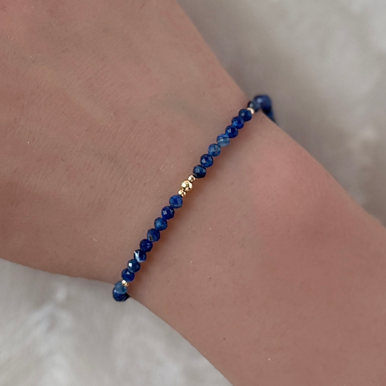 dainty blue kyanite beaded bracelet  meaningful jewelry gift