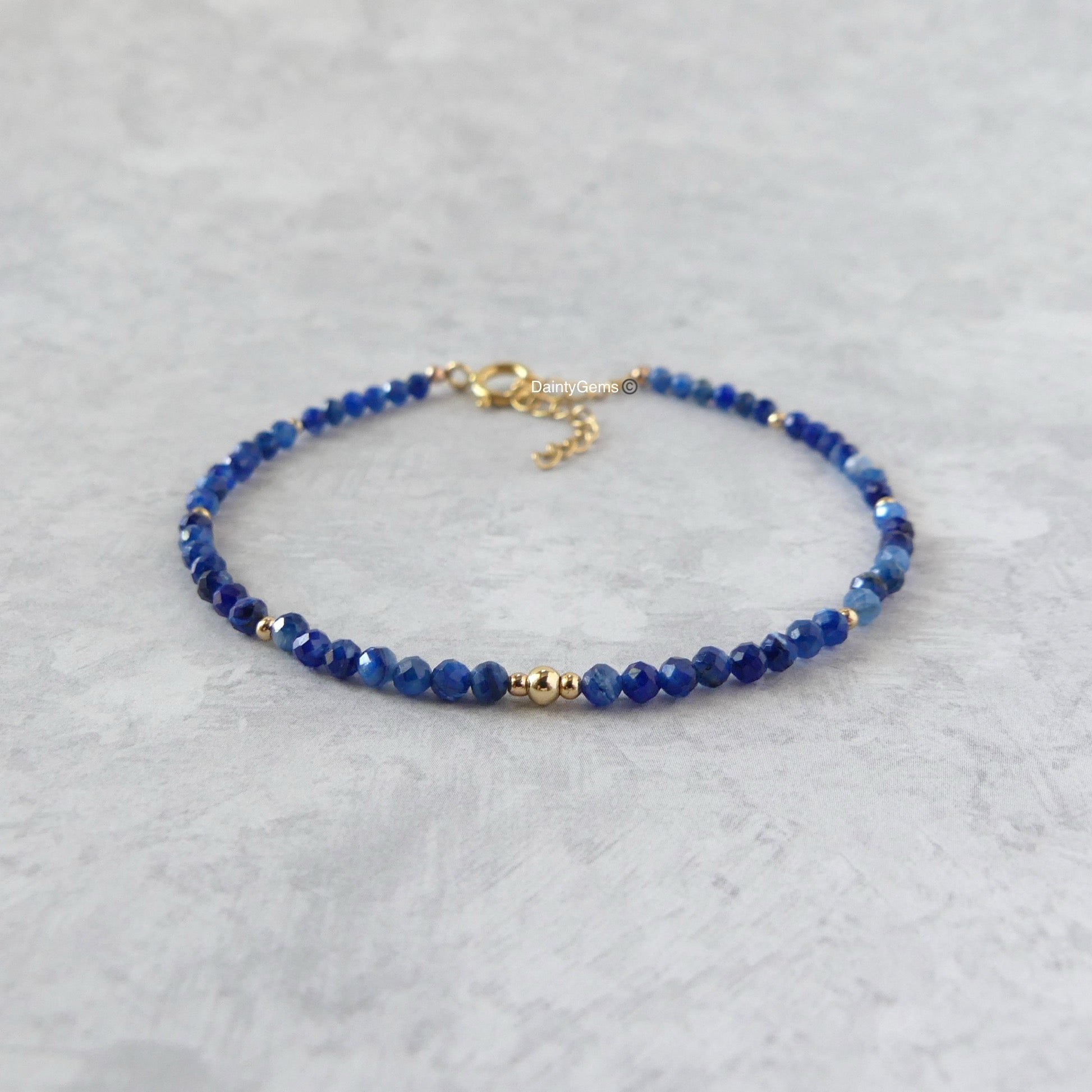 dainty blue kyanite beaded bracelet  meaningful jewelry gift