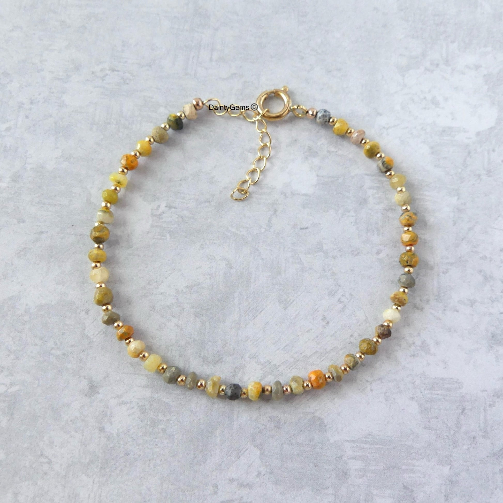 delicate AAA quality bumblebee jasper rondel bracelet, meaningful jewelry gift unique