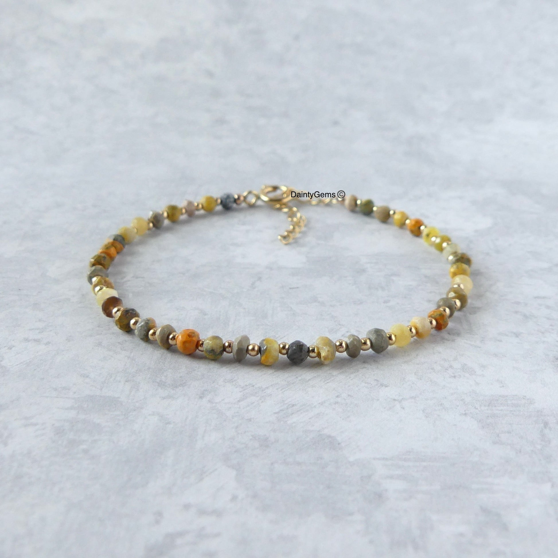 delicate AAA quality bumblebee jasper rondel bracelet, meaningful jewelry gift unique