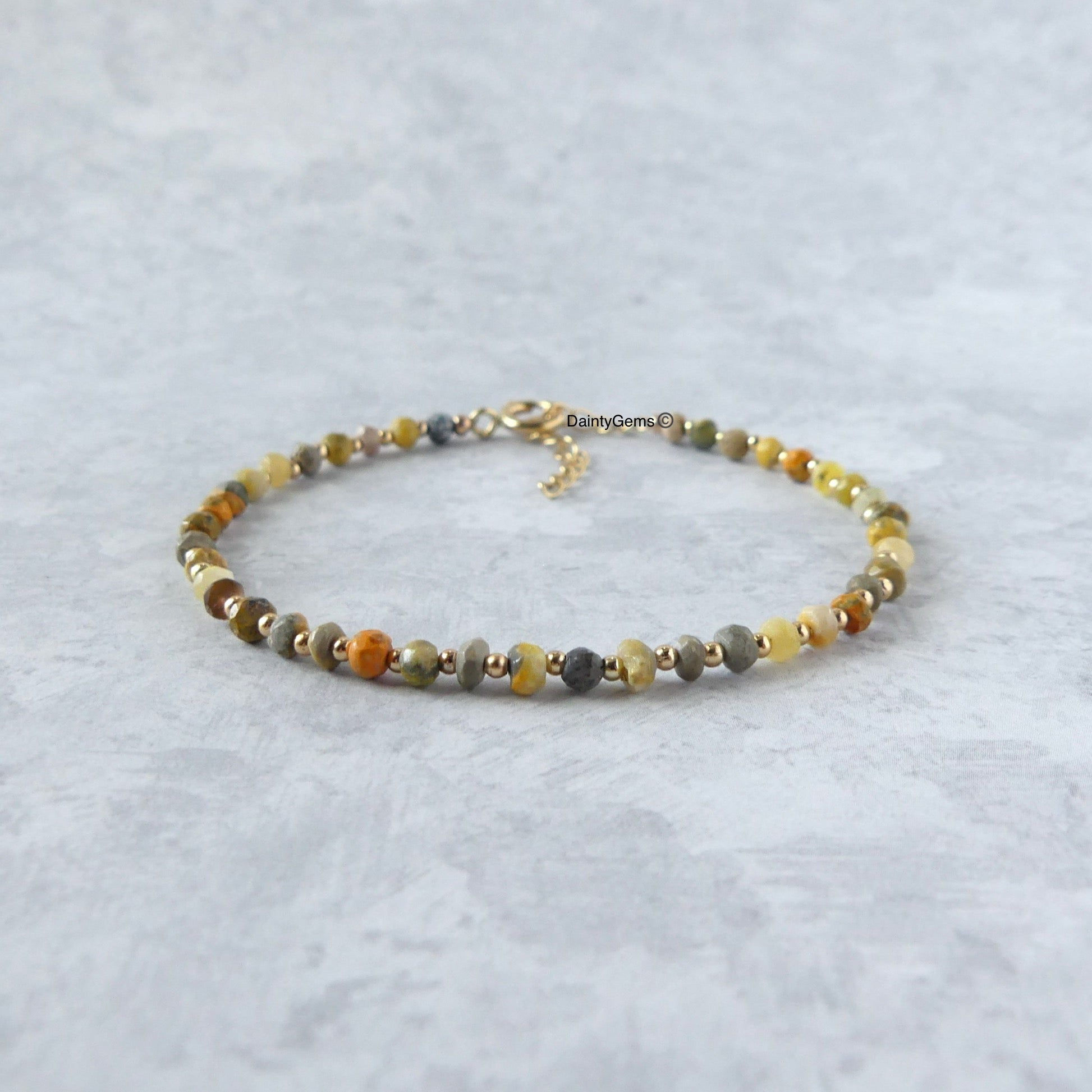 delicate AAA quality bumblebee jasper rondel bracelet, meaningful jewelry gift unique