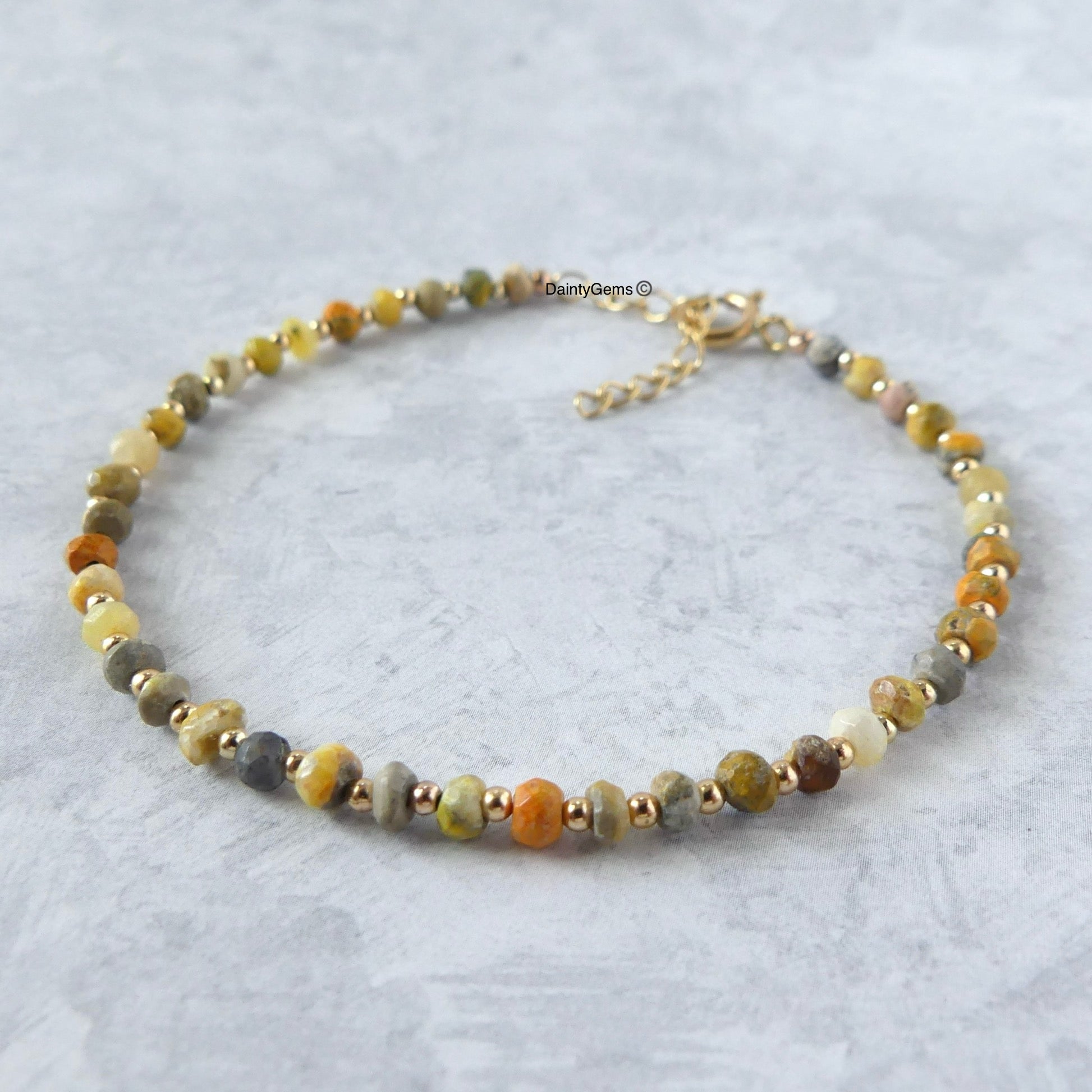 delicate AAA quality bumblebee jasper rondel bracelet, meaningful jewelry gift unique