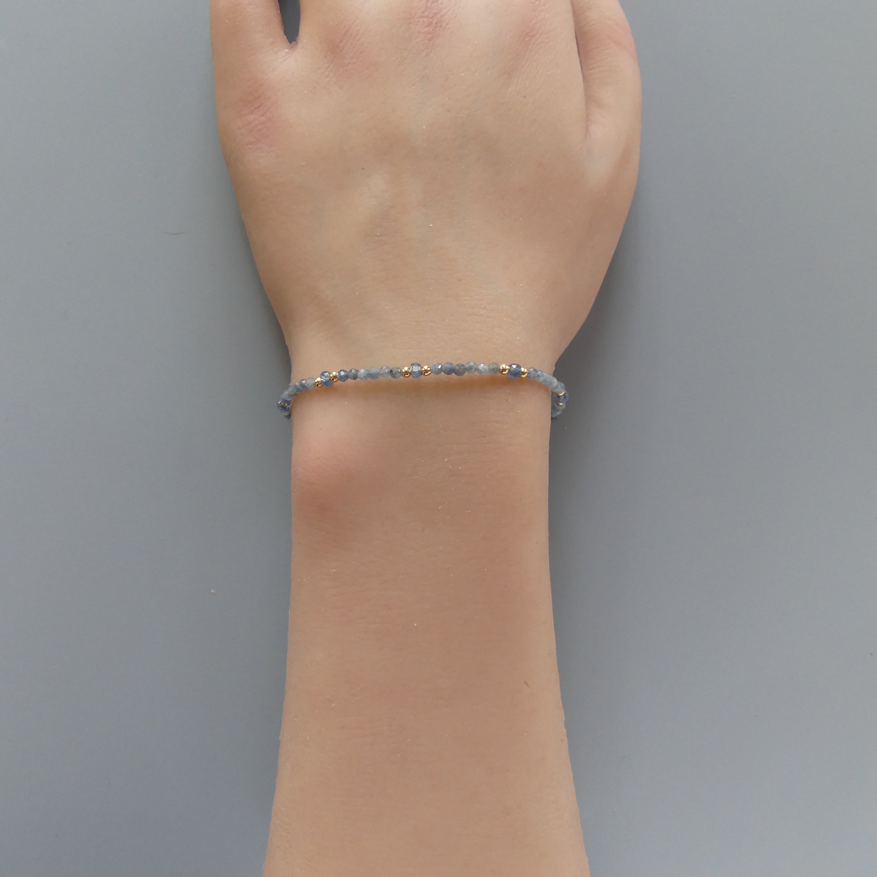 Tiny Blue Sapphire Bracelet Dainty Gemstone Beaded Bracelet Crystal Minimalist Jewelry September Birthstone Gift for Women Wife Daughter