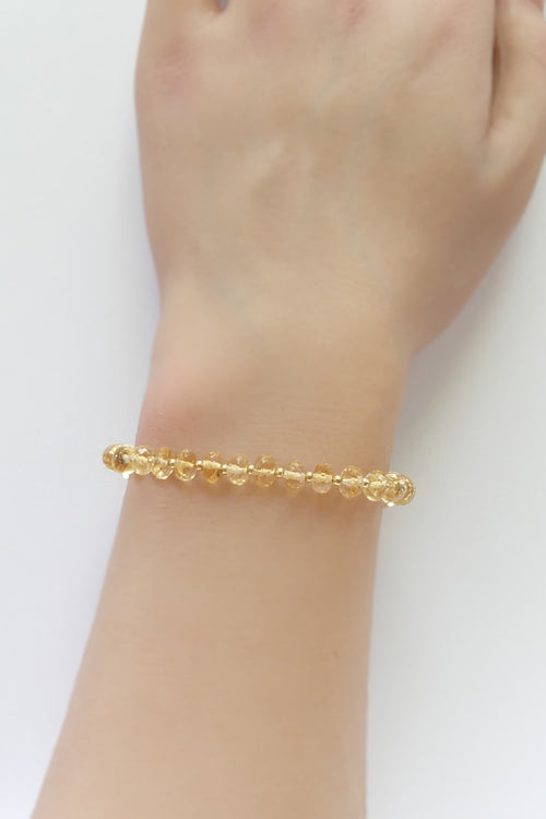 Citrine gemstone bracelet with 5mm faceted rondelle beads and gold-filled accents
