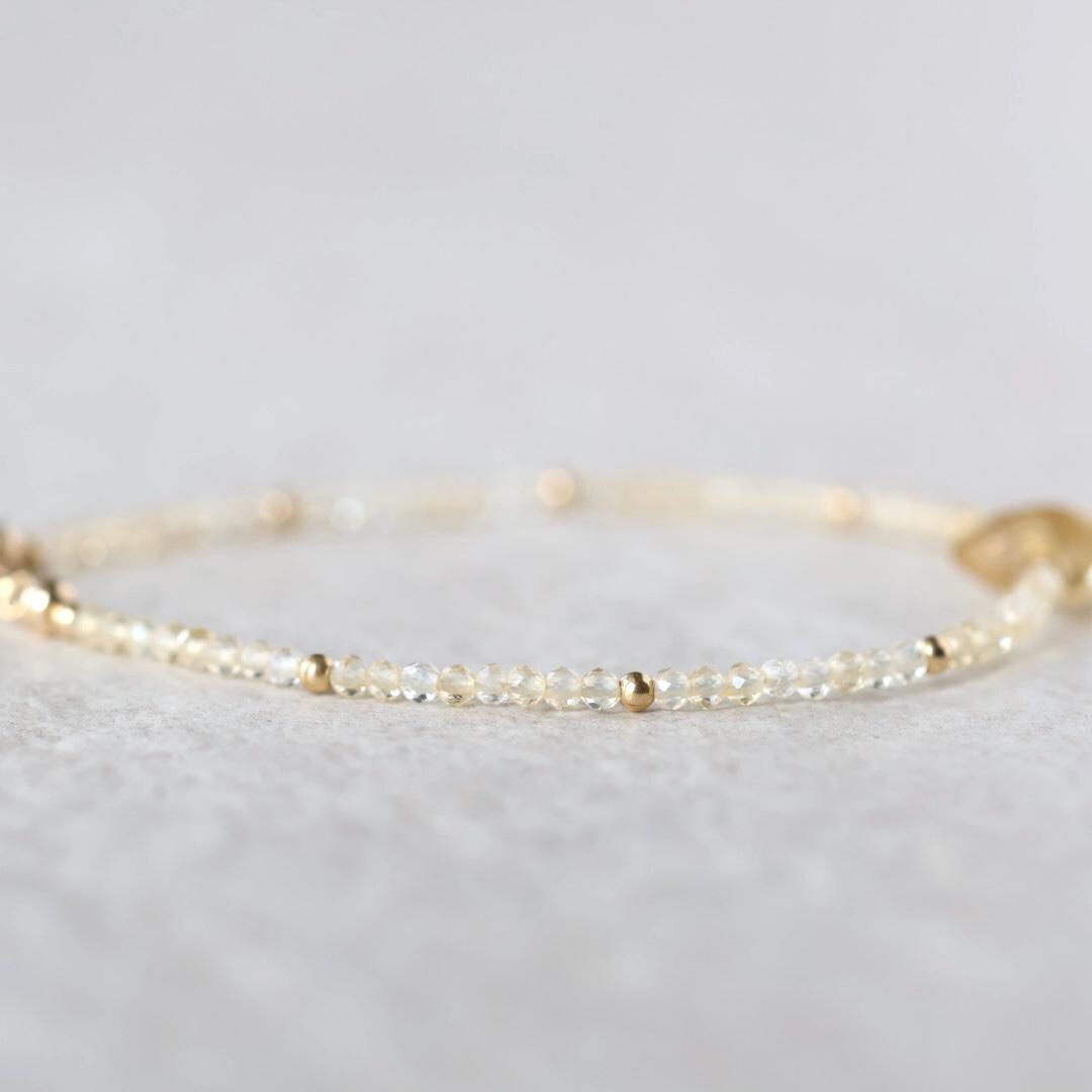 Dainty Citrine Beaded Bracelet