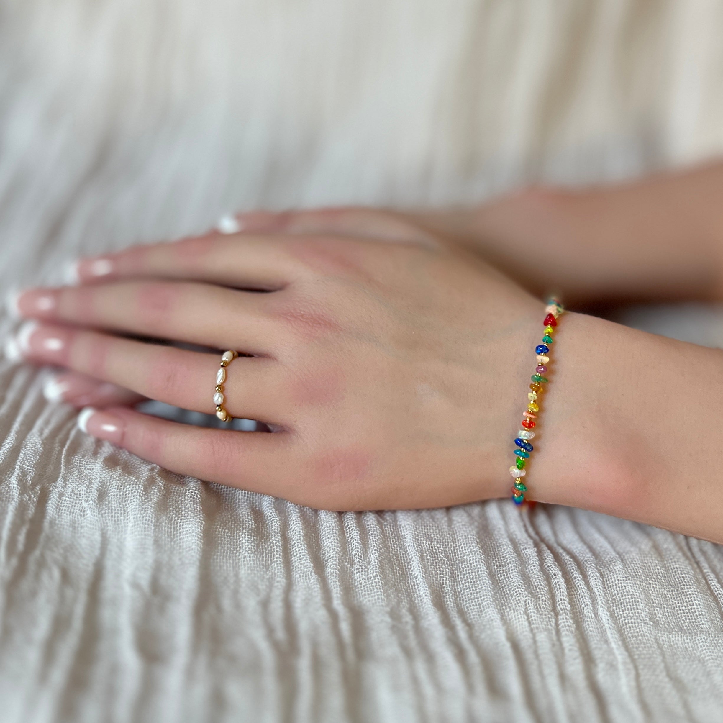 skinny disco opal beaded bracelet