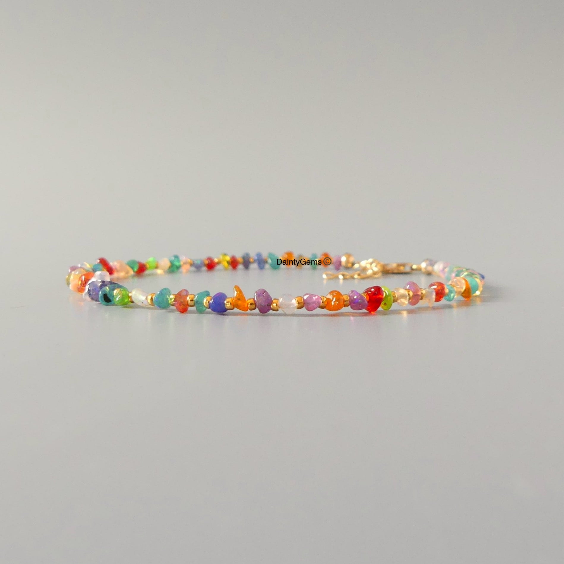 rainbow ethiopian opal dainty bracelet