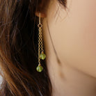 dangle peridot chain earrings August birthday gift