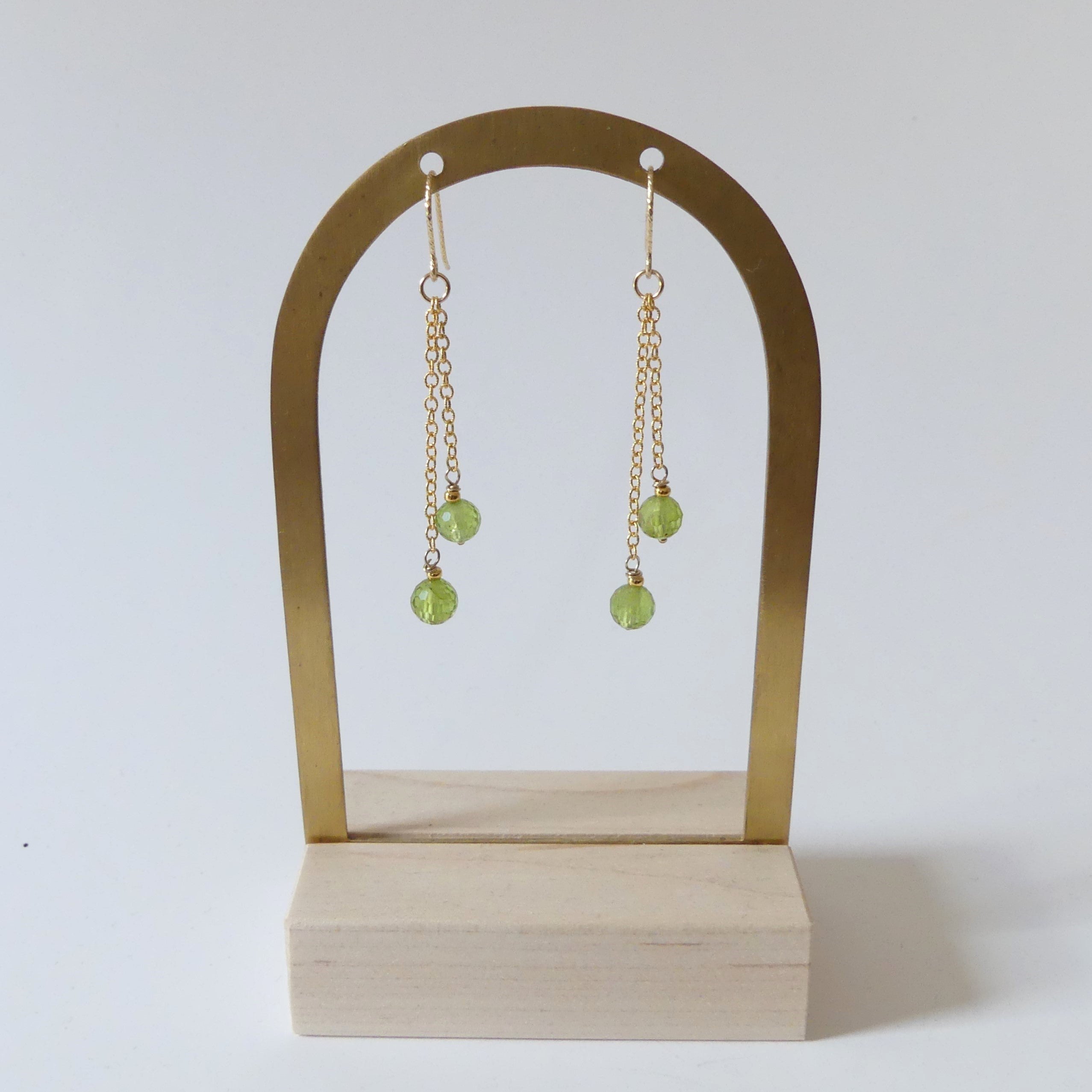 natural peridot dangle earrings handmade August birthstone