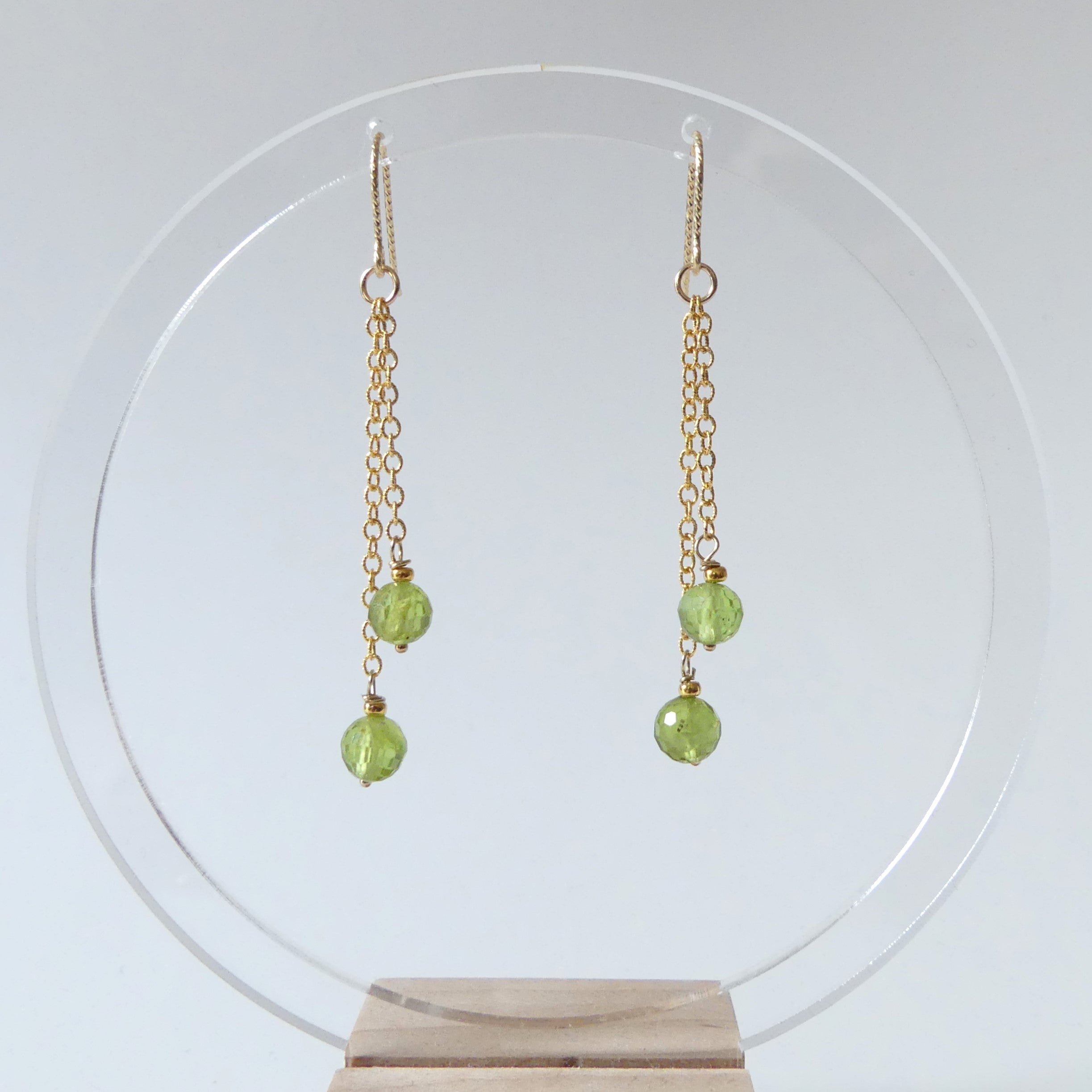 handmade peridot dangle earrings drop cascading