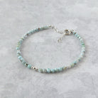 delicate natural Dominican larimar bracelet stacking jewelry meaningful gift