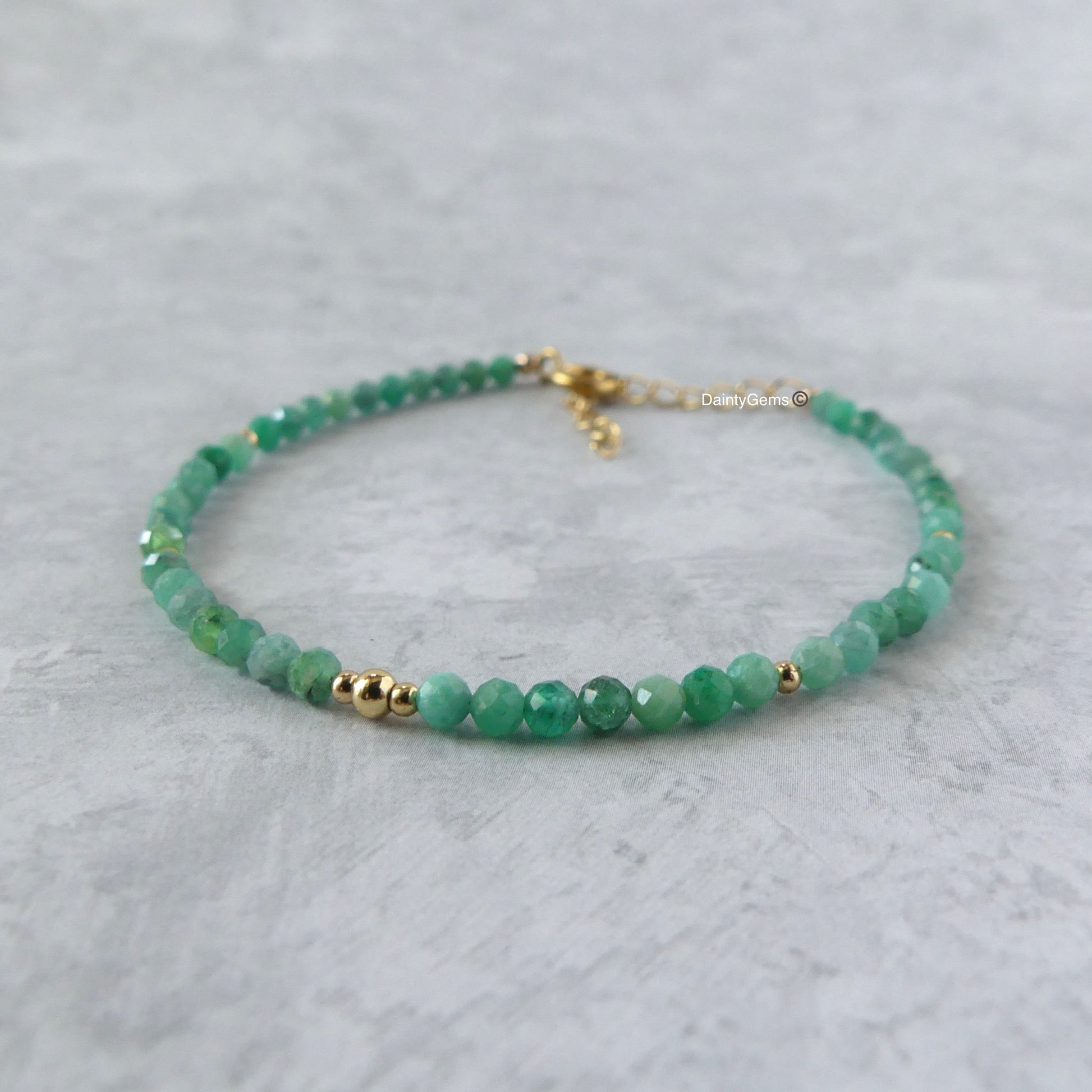 delicate raw emerald bracelet gold filled May birthstone unique meaningful gift handcrafted