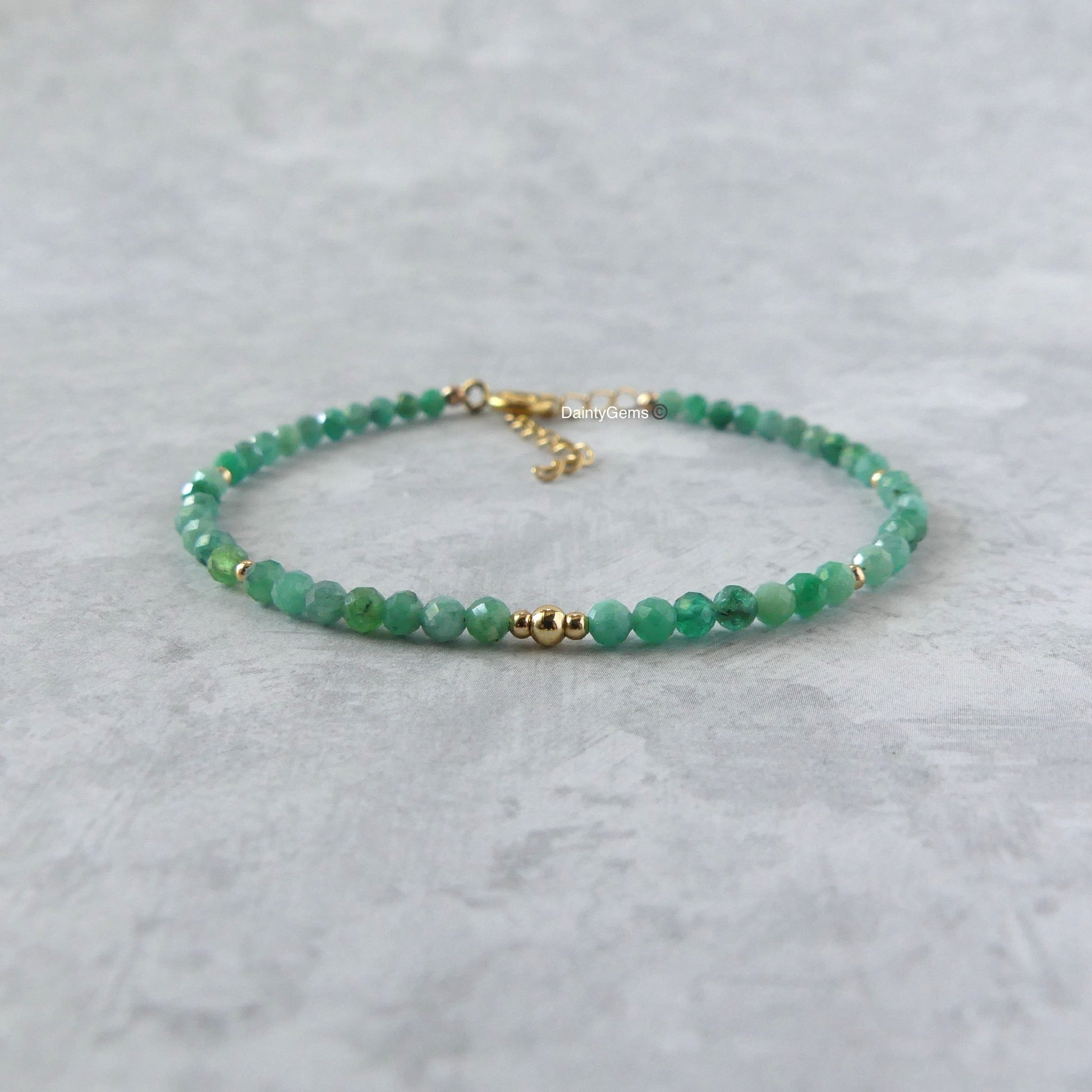 delicate raw emerald bracelet gold filled May birthstone unique meaningful gift handcrafted