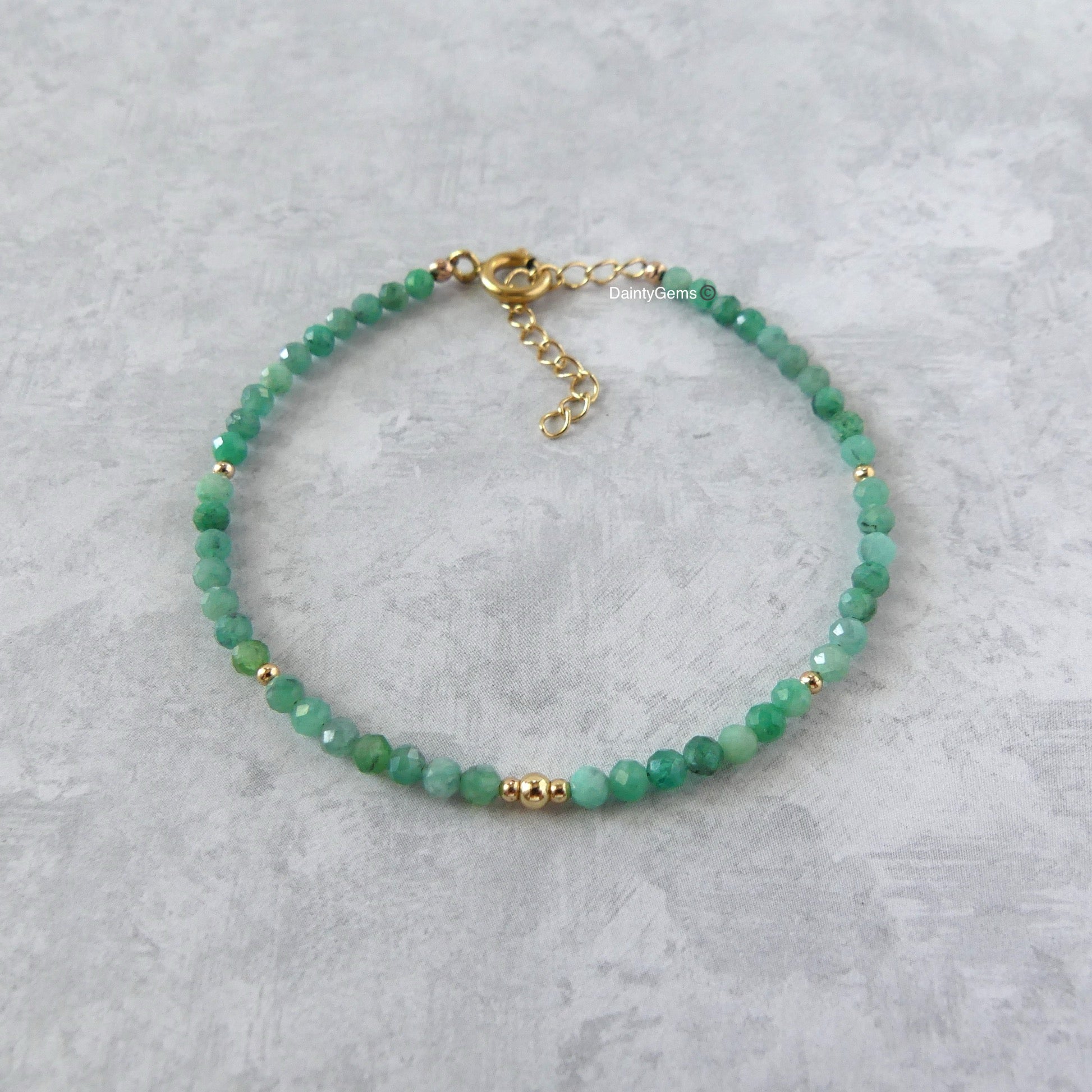 delicate raw emerald bracelet gold filled May birthstone unique meaningful gift handcrafted