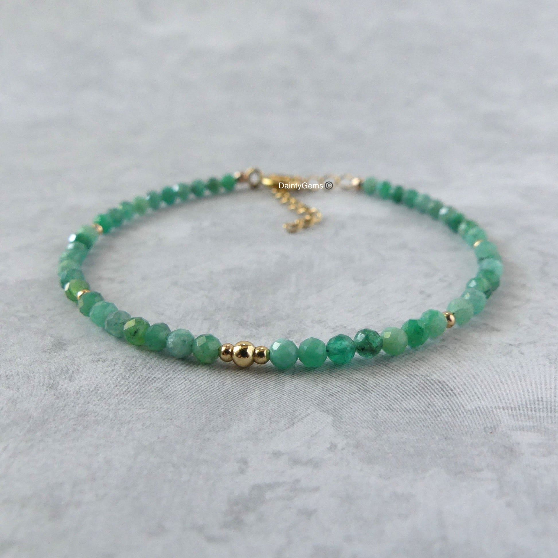 delicate raw emerald bracelet gold filled May birthstone unique meaningful gift handcrafted