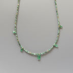 Tiny Emerald Beaded Necklace Layering Dainty Emerald Choker Sparkly Crystal Minimalist Jewelry Birthday Gift For Women May Birthstone