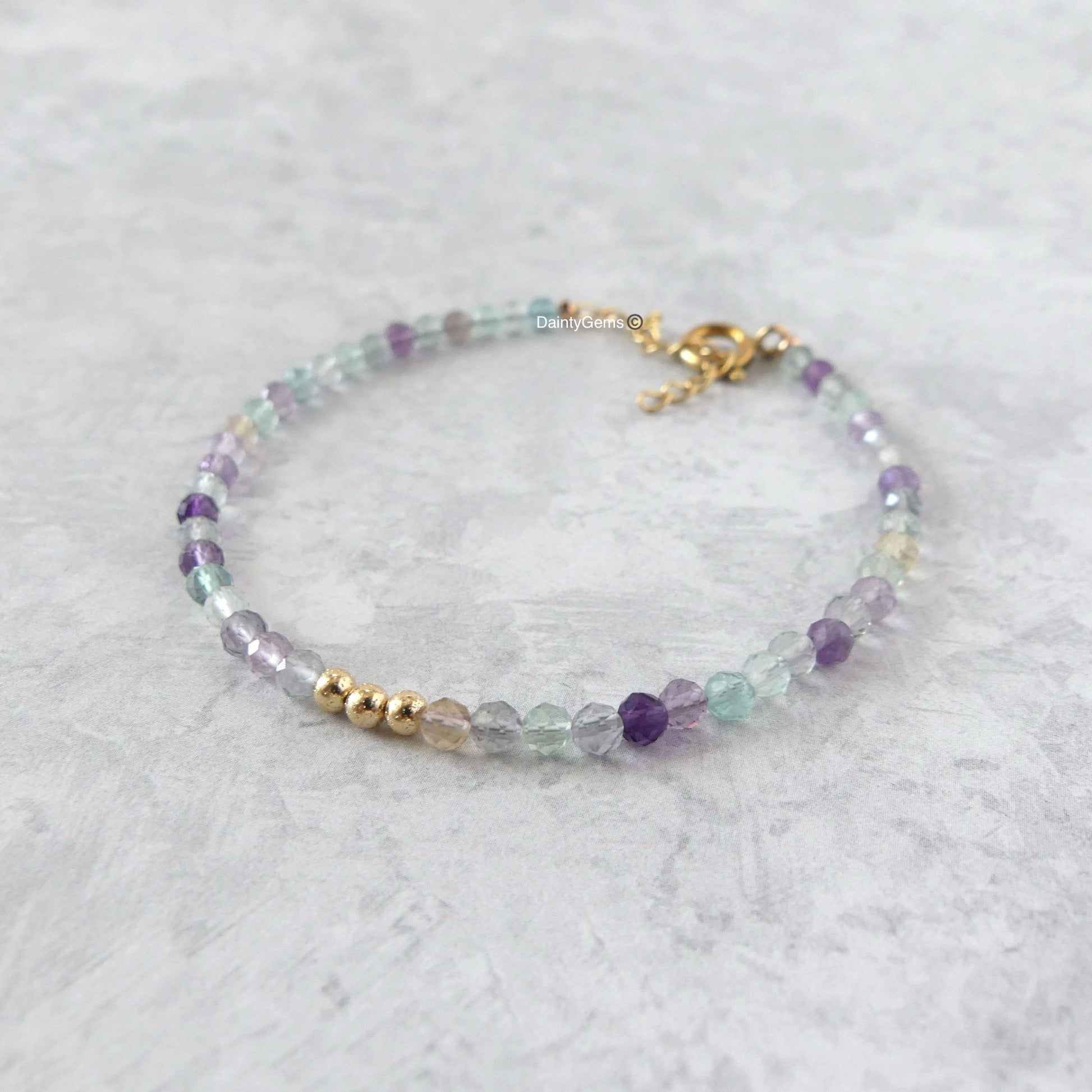 dainty fluorite beaded bracelet meaningful colorful jewelry gift