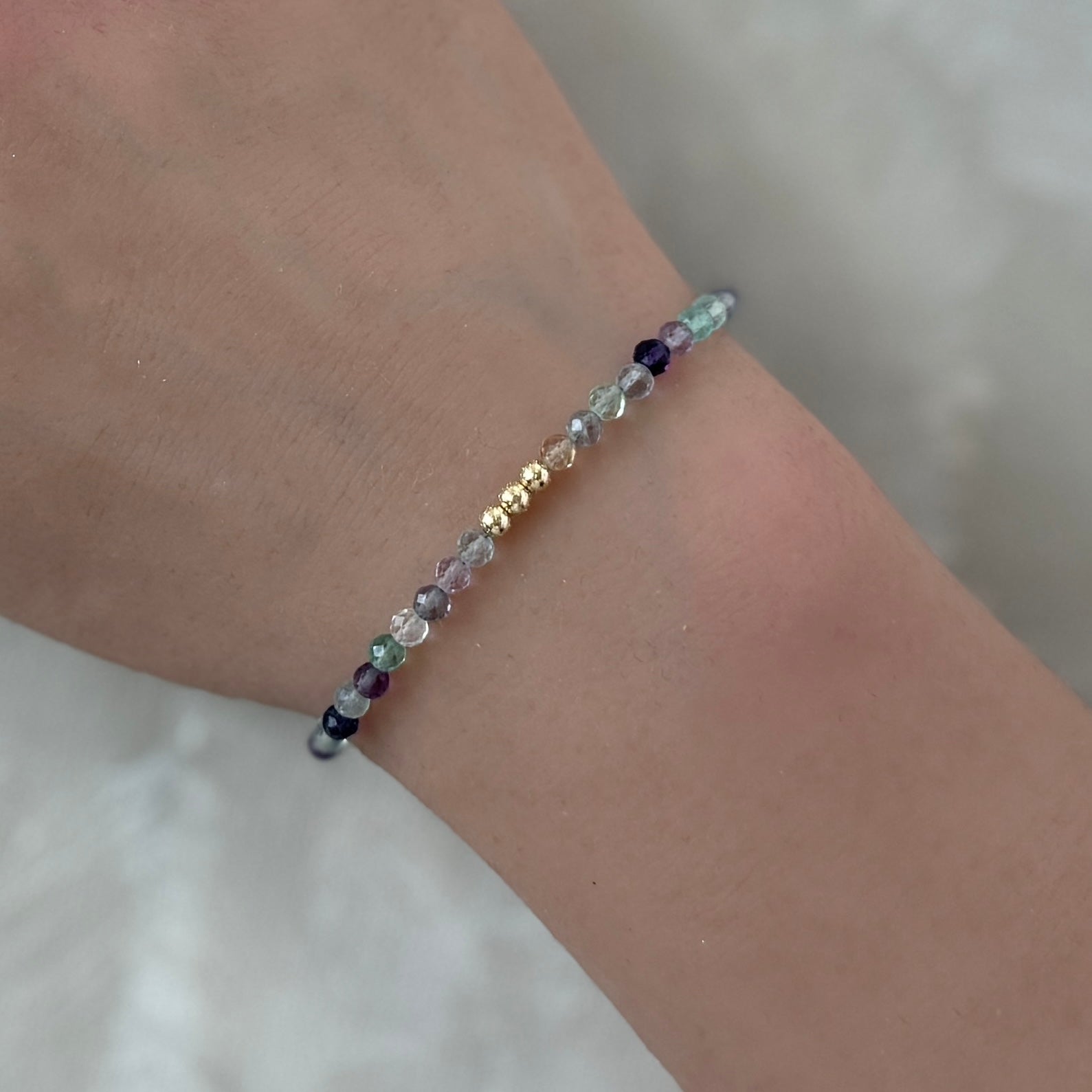 dainty fluorite beaded bracelet meaningful colorful jewelry gift
