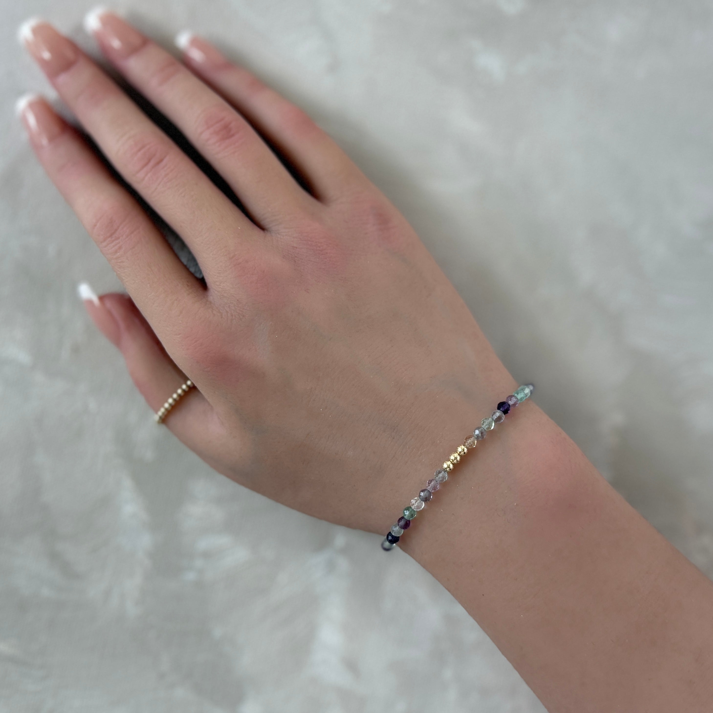 dainty fluorite beaded bracelet meaningful colorful jewelry gift