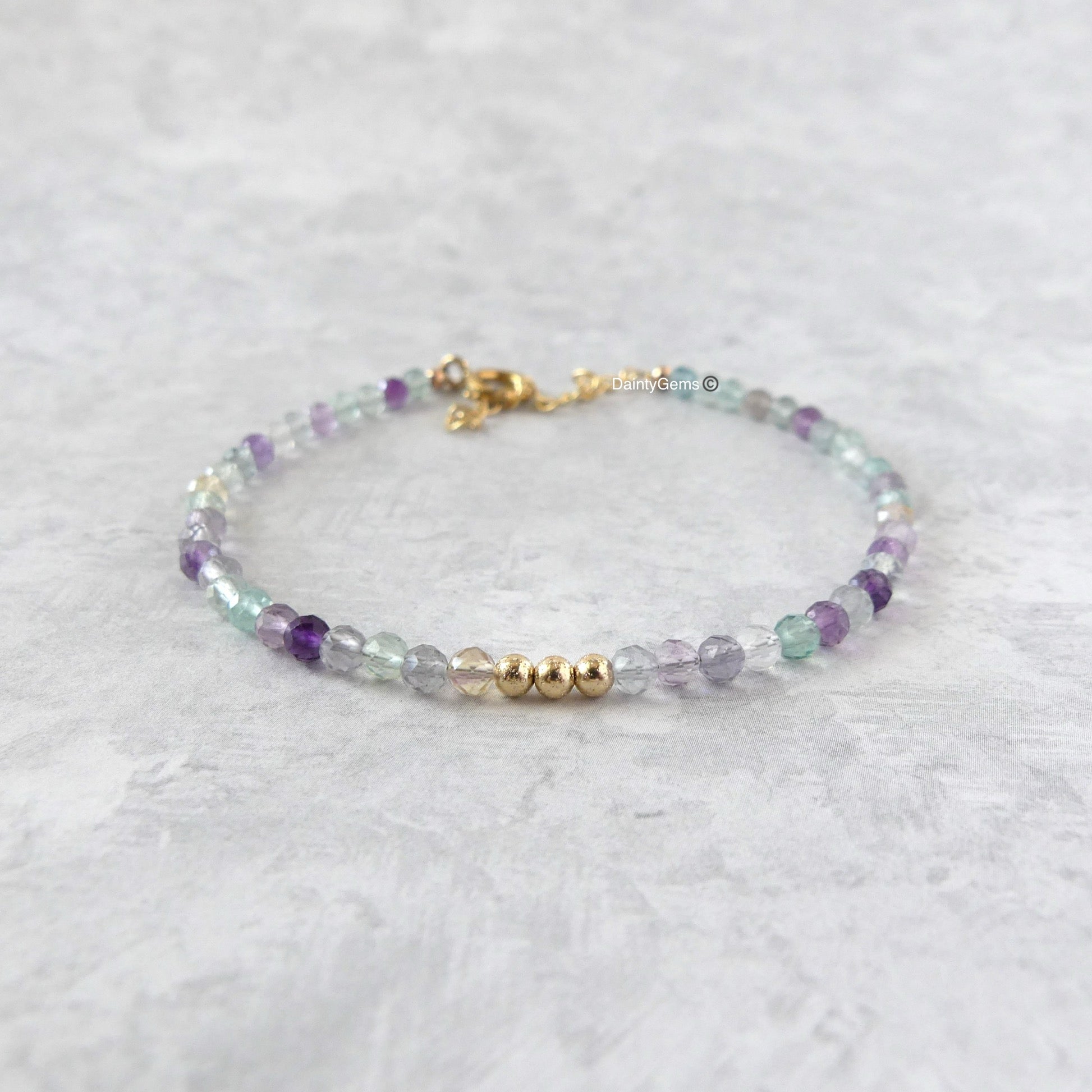 dainty fluorite beaded bracelet meaningful colorful jewelry gift