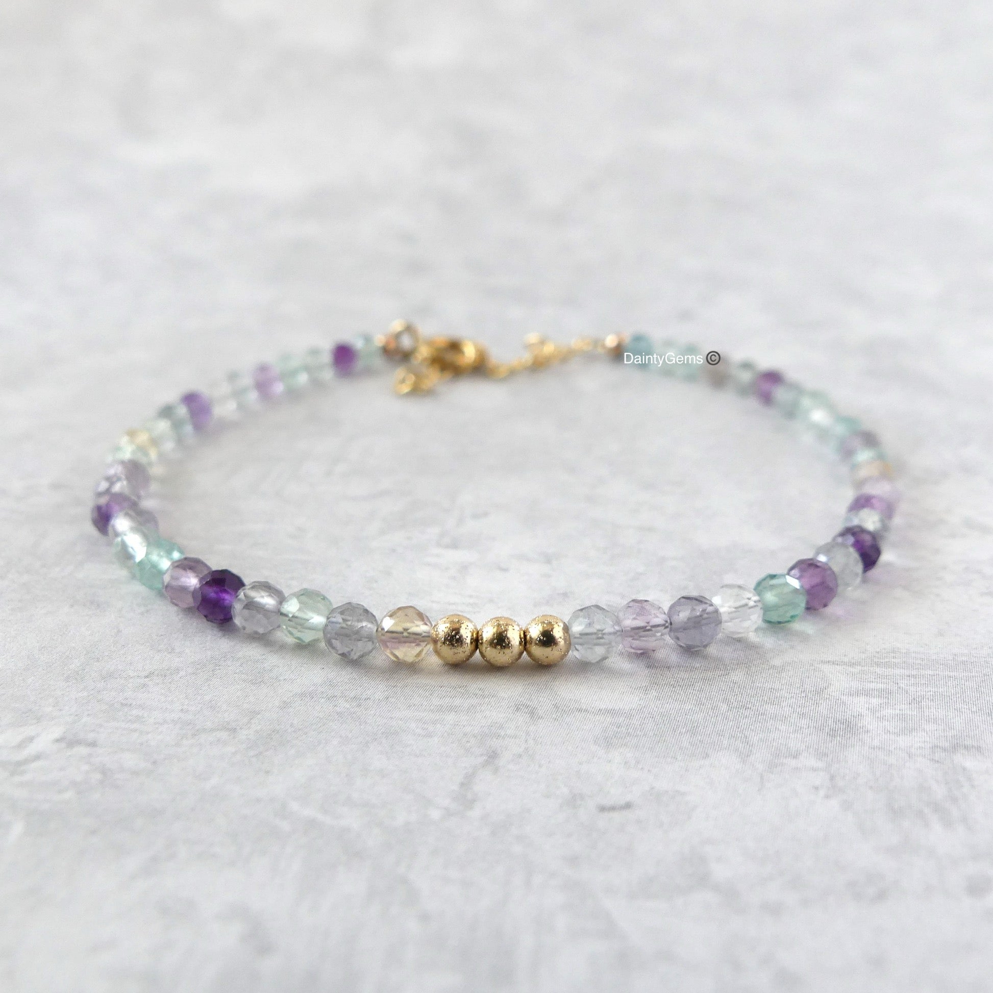 dainty fluorite beaded bracelet meaningful colorful jewelry gift