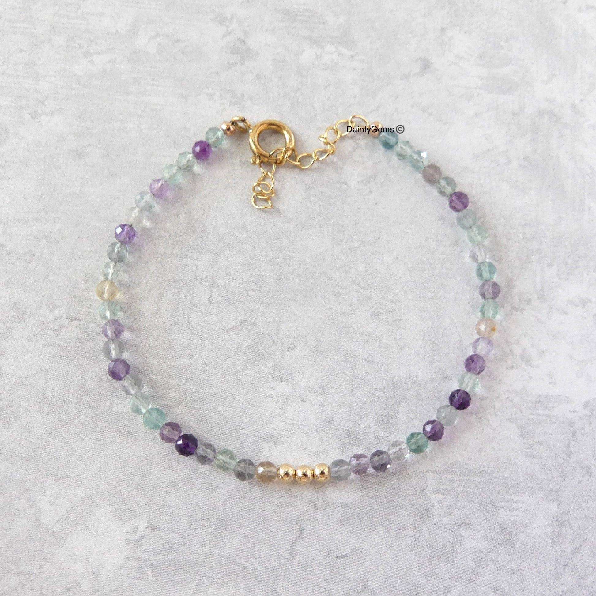 dainty fluorite beaded bracelet meaningful colorful jewelry gift