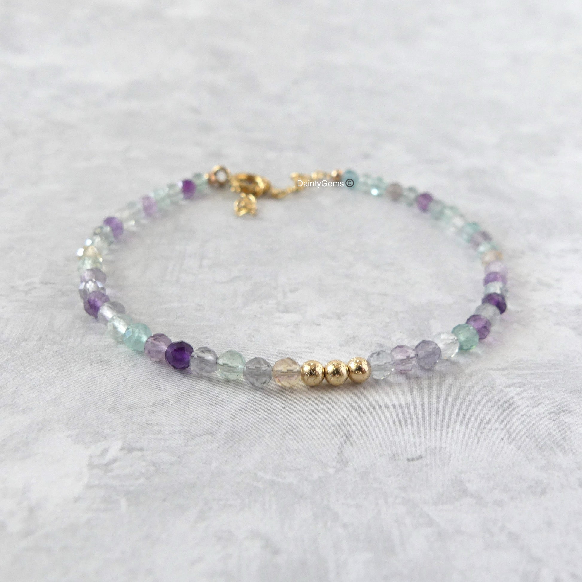 dainty fluorite beaded bracelet meaningful colorful jewelry gift