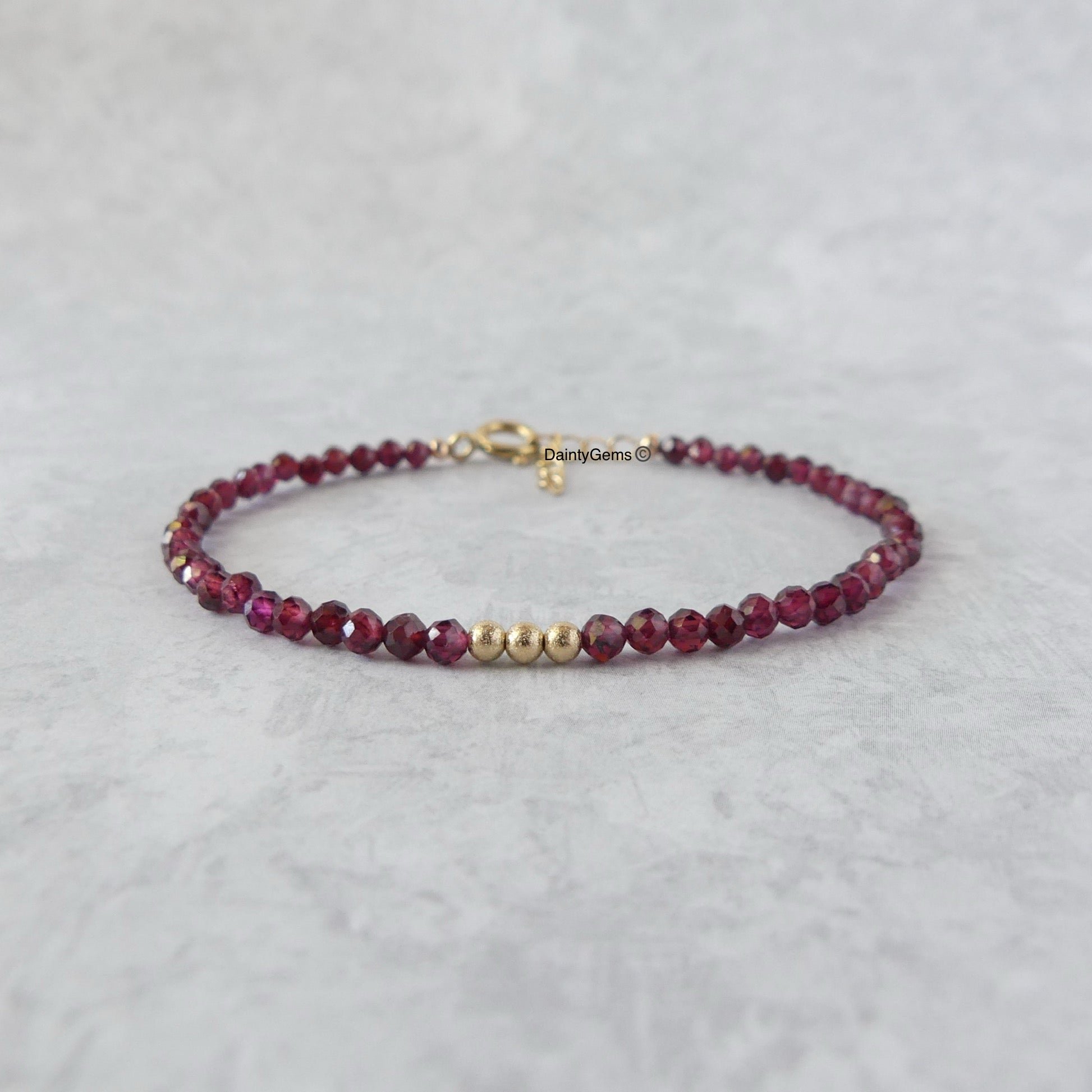 dainty garnet bracelet delicate