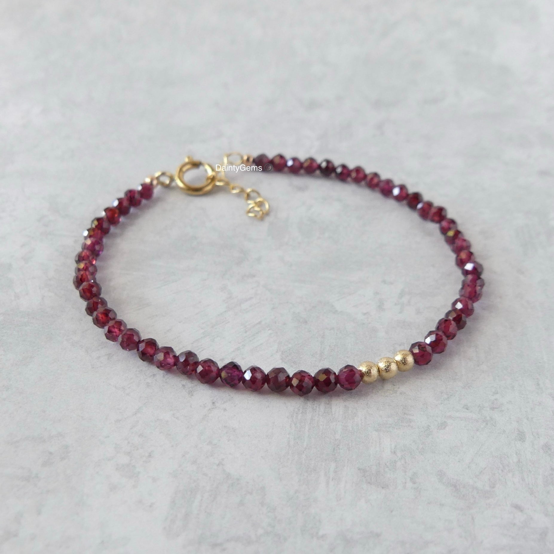 dainty garnet bracelet delicate