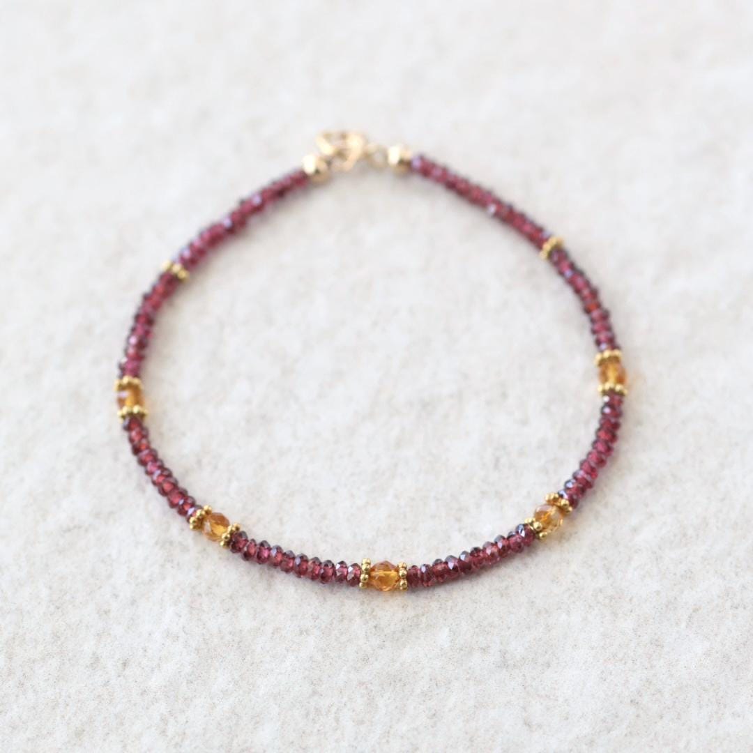 Dainty Garnet and Madeira Citrine Bracelet