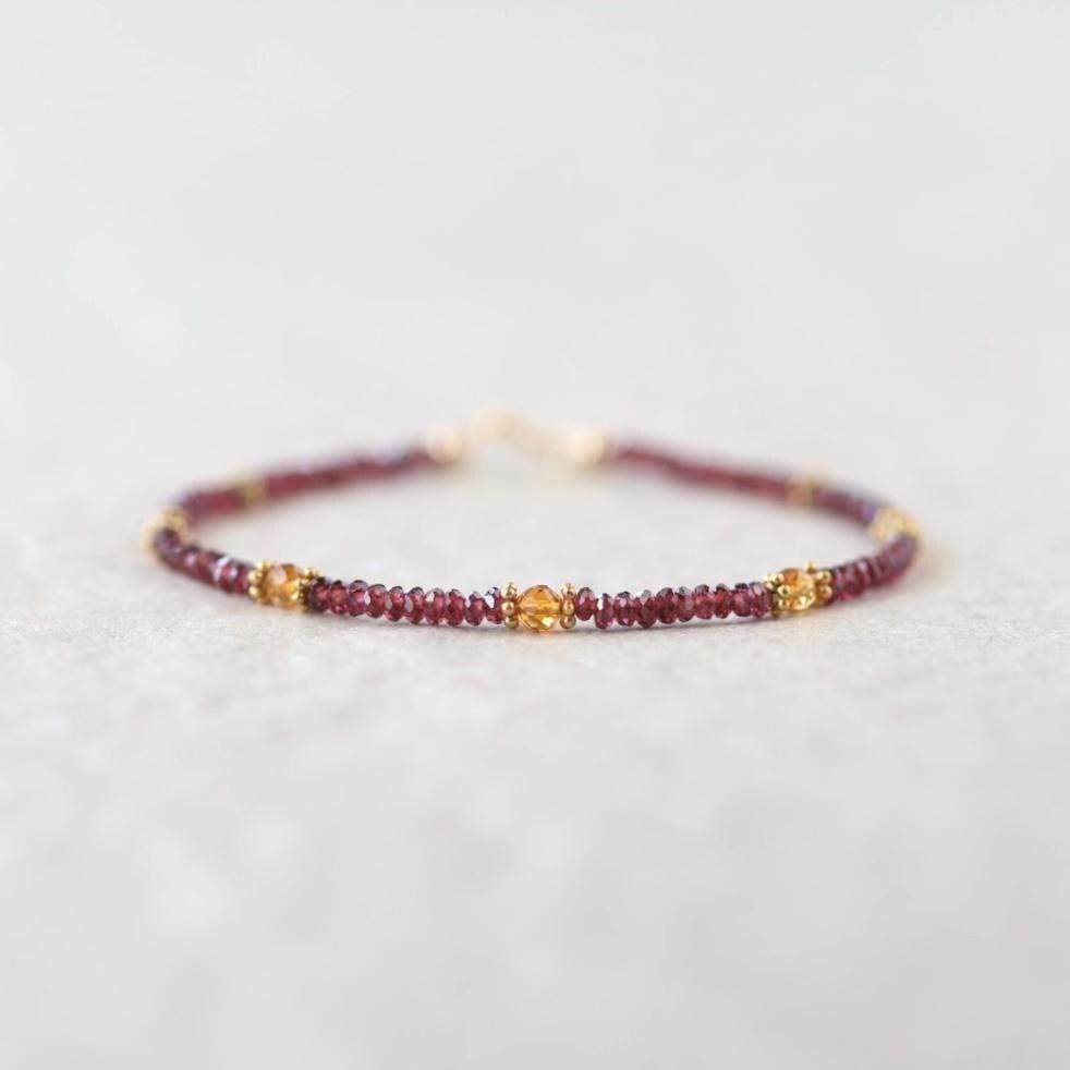Dainty Garnet and Madeira Citrine Bracelet