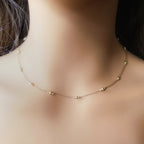 Dainty Silk Cord Necklace 14k Gold Filled Beads Floating Choker Sterling Silver Beads Necklace Delicate Minimalist Jewelry Gift for Women